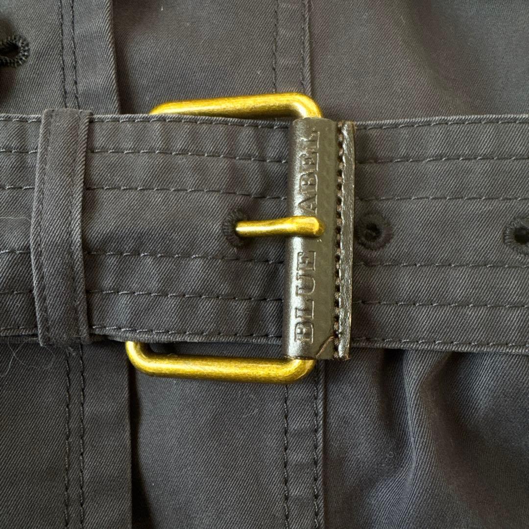 バーバリーブルーレーベル✨トレンチコート ノバチェック ベルト フレア 紺 38