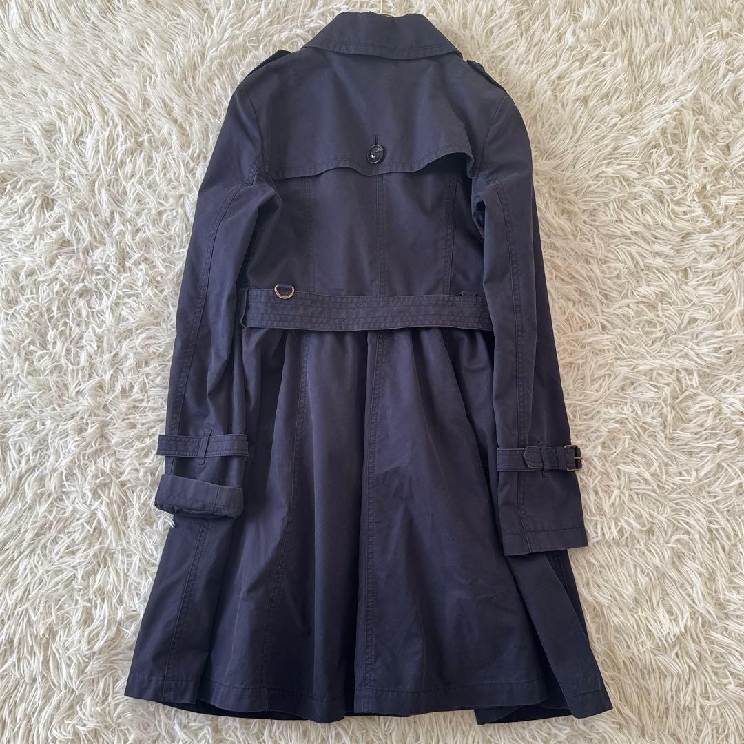 バーバリーブルーレーベル✨トレンチコート ノバチェック ベルト フレア 紺 38