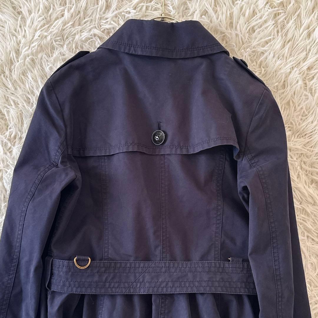 バーバリーブルーレーベル✨トレンチコート ノバチェック ベルト フレア 紺 38