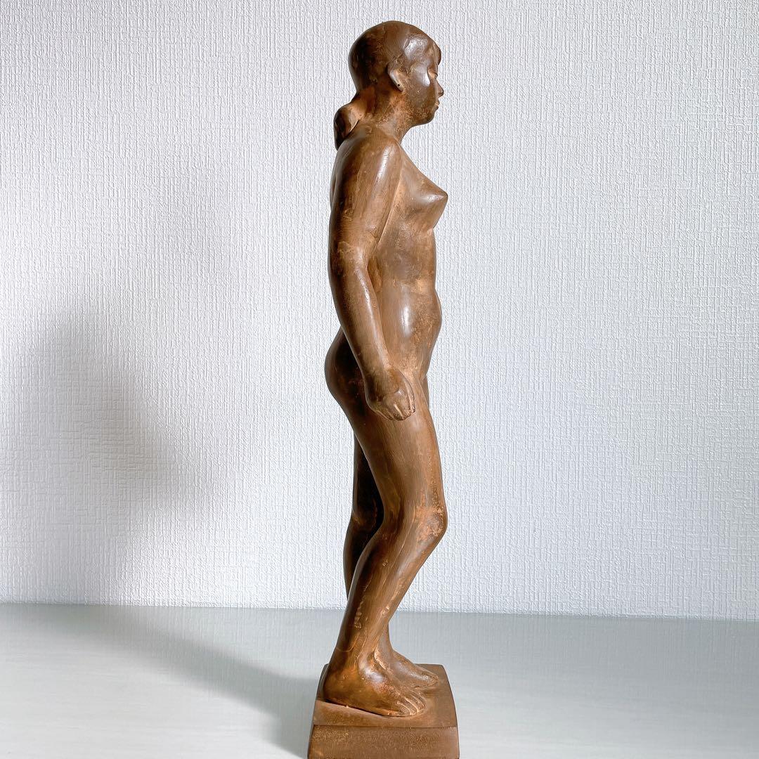 真作　三枝惣太郎　裸婦像　鉄製　ブロンズ像　在銘　女性像　美人像　彫刻　置物