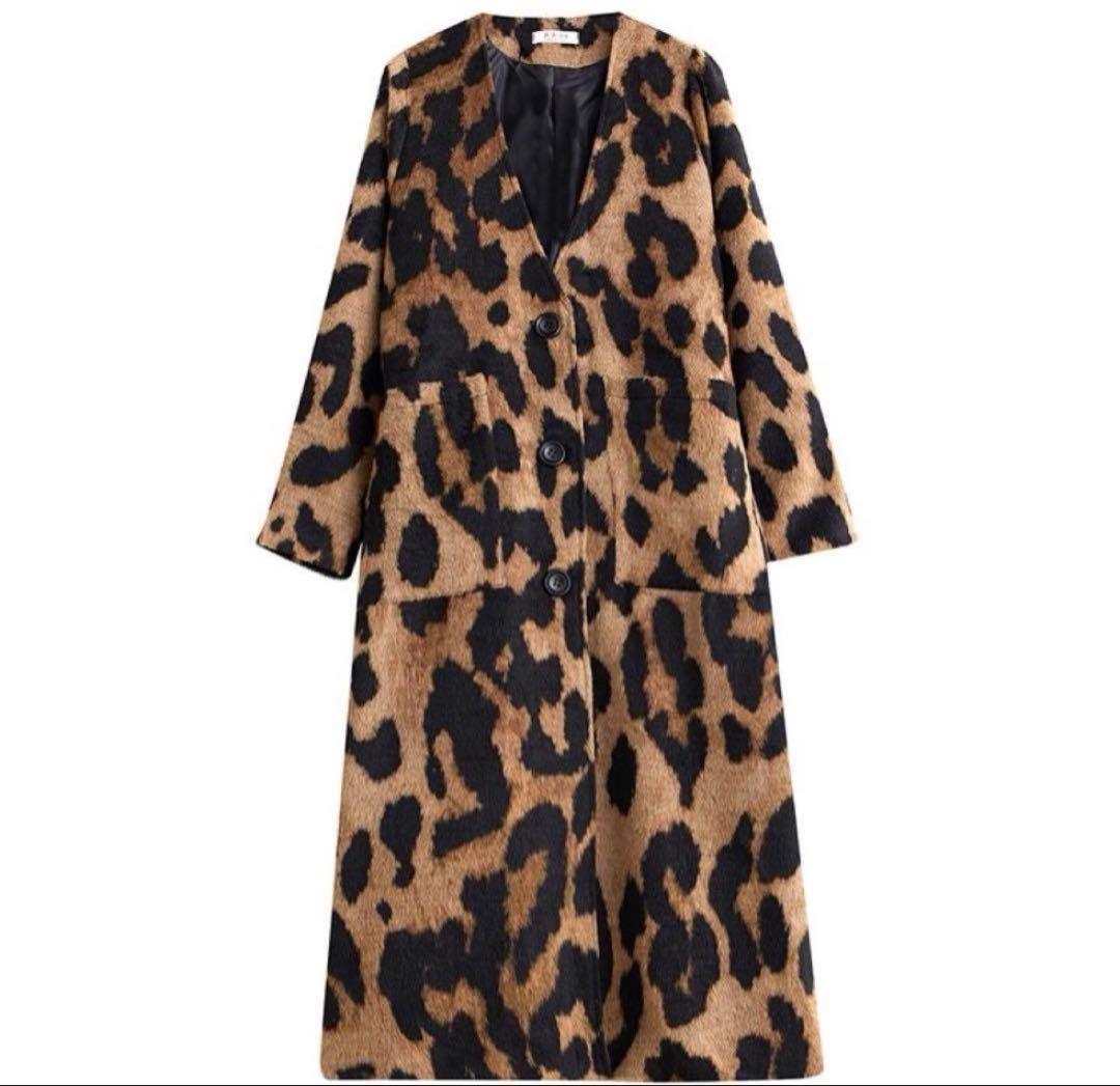 秋冬にぴったり❤️ゆったりオーバーサイズ ロングコート ヒョウ柄デートにも最適！