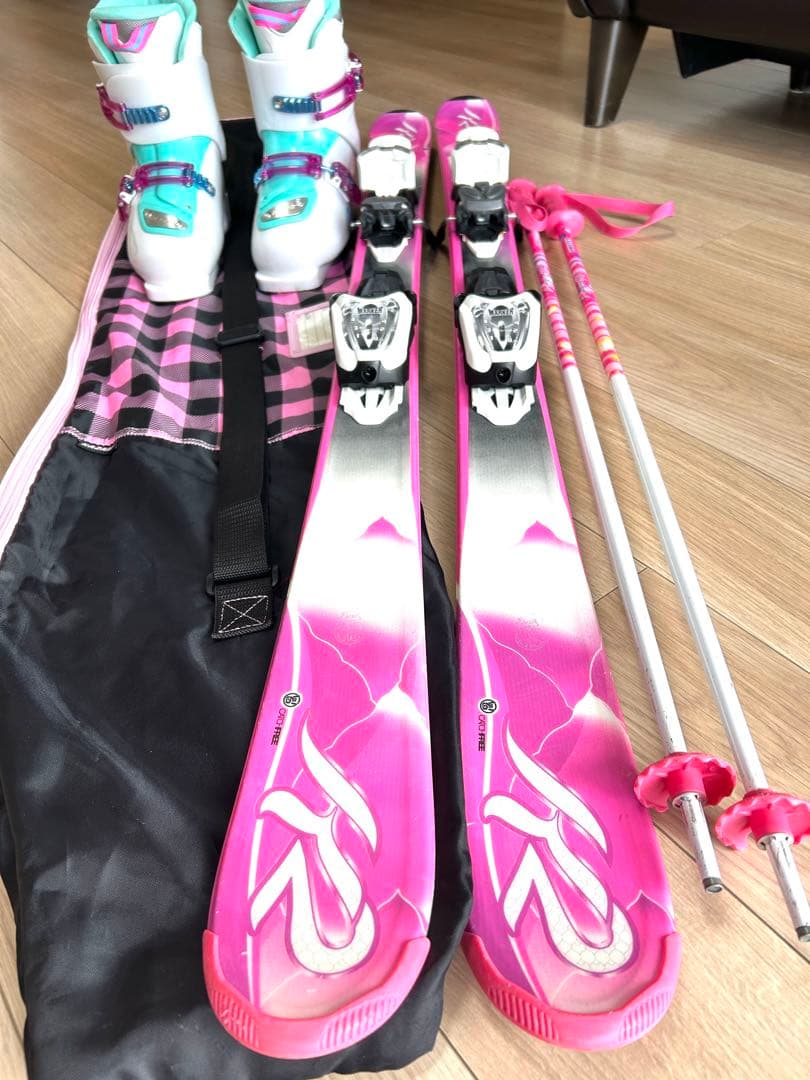 ジュニア　女の子　スキー3点セット　★スキー板&ブーツ&ポール
