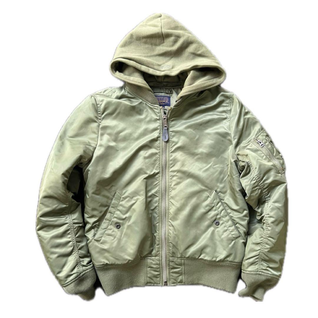 【USA製】90s ALPHA MA-1 フライトジャケット シルバー カーキ
