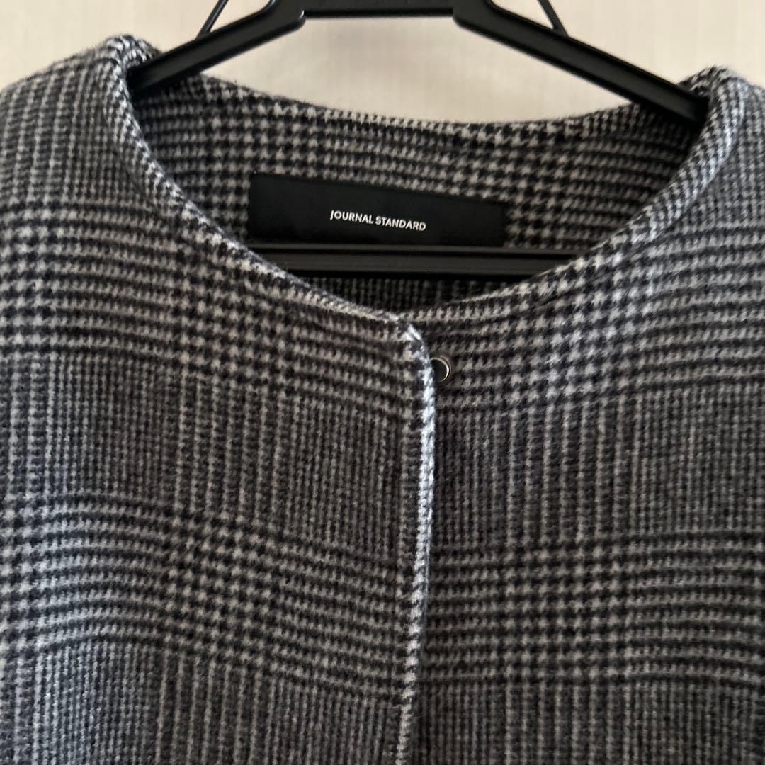 ジャーナルスタンダード 美品 スーパー140ビーバーノーカラーショートコート