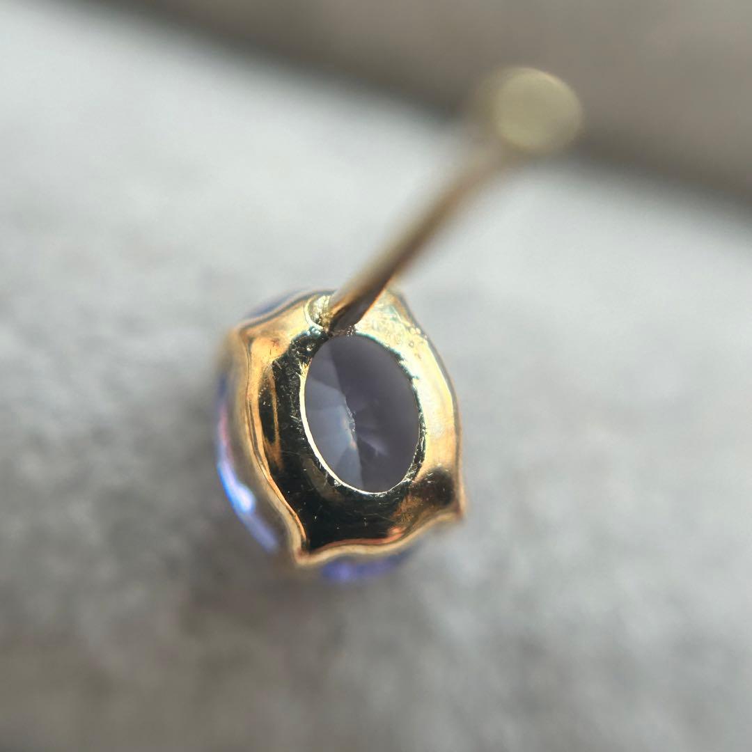 新品　タンザナイト　k18YG オーバル　スタッドピアス　18金