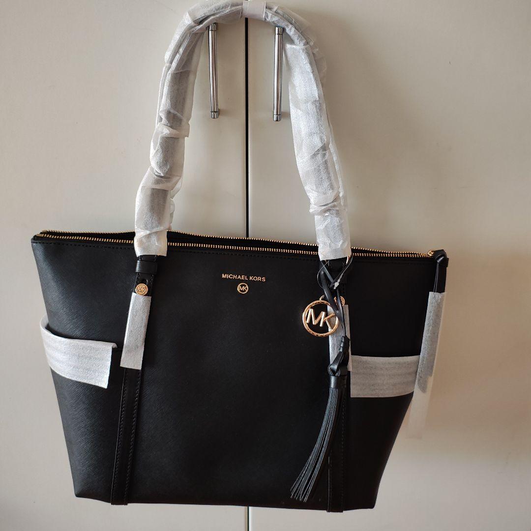 【新品・未使用】MICHAEL KORS ブラック 革トートバッグ