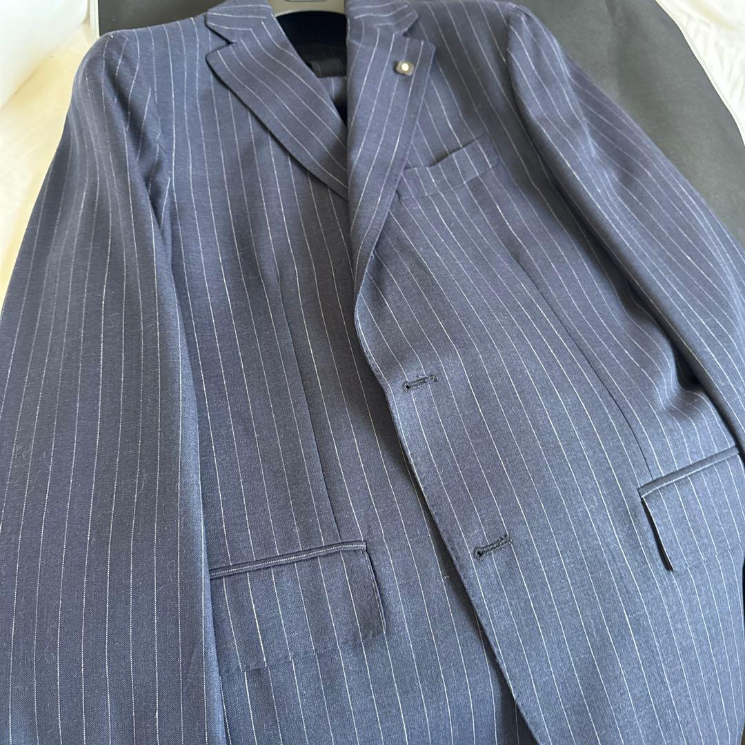 ラルディーニネイビーストライプスーツ美品52