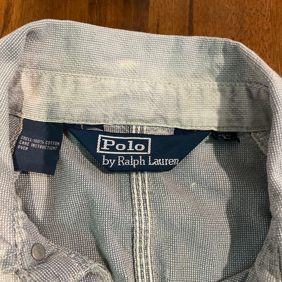 90sラルフローレン カバーオール　ダメージ加工　チェンジボタン　ヴィンテージ