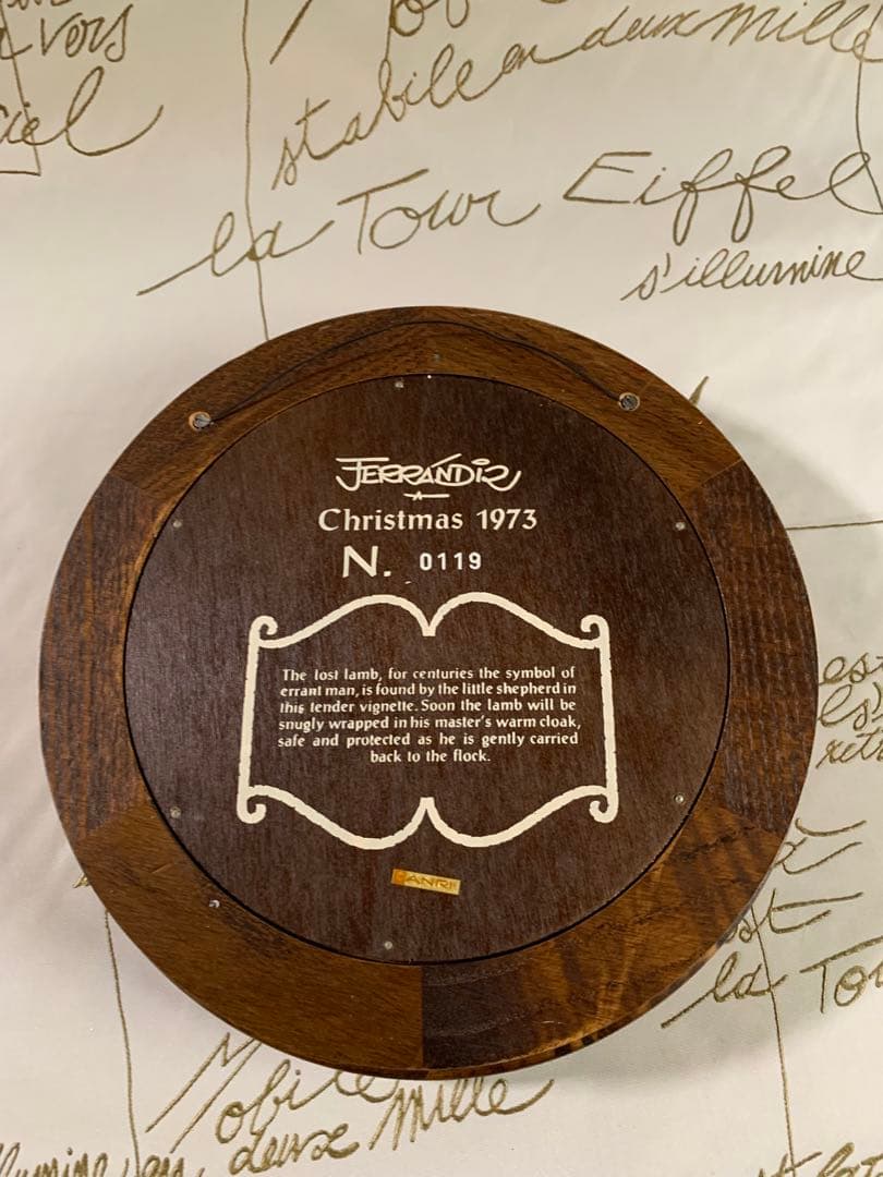 アンリ人形　ビンテージ1973年クリスマス木製プレート！可愛い過ぎます！