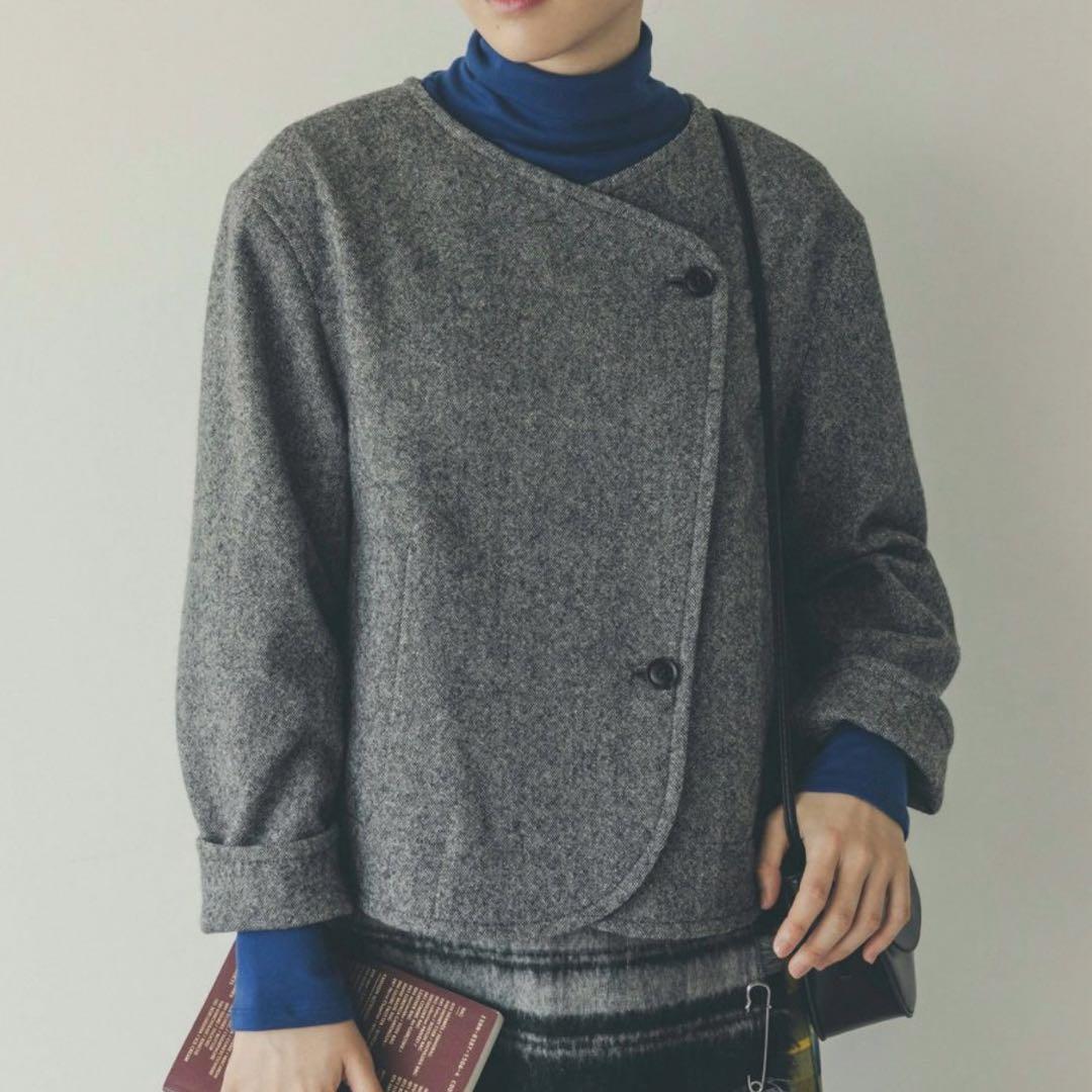 カール⭐︎やわらかツイードに、一目惚れ ノーカラージャケット