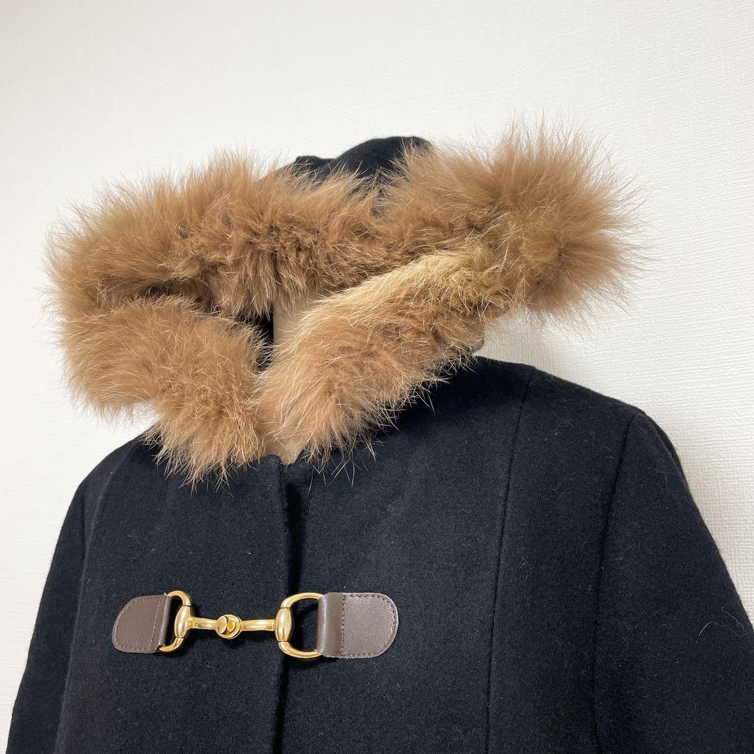 ef-de エフデ フォクスファーコート 黒 大きいサイズ 秋冬 上品素敵