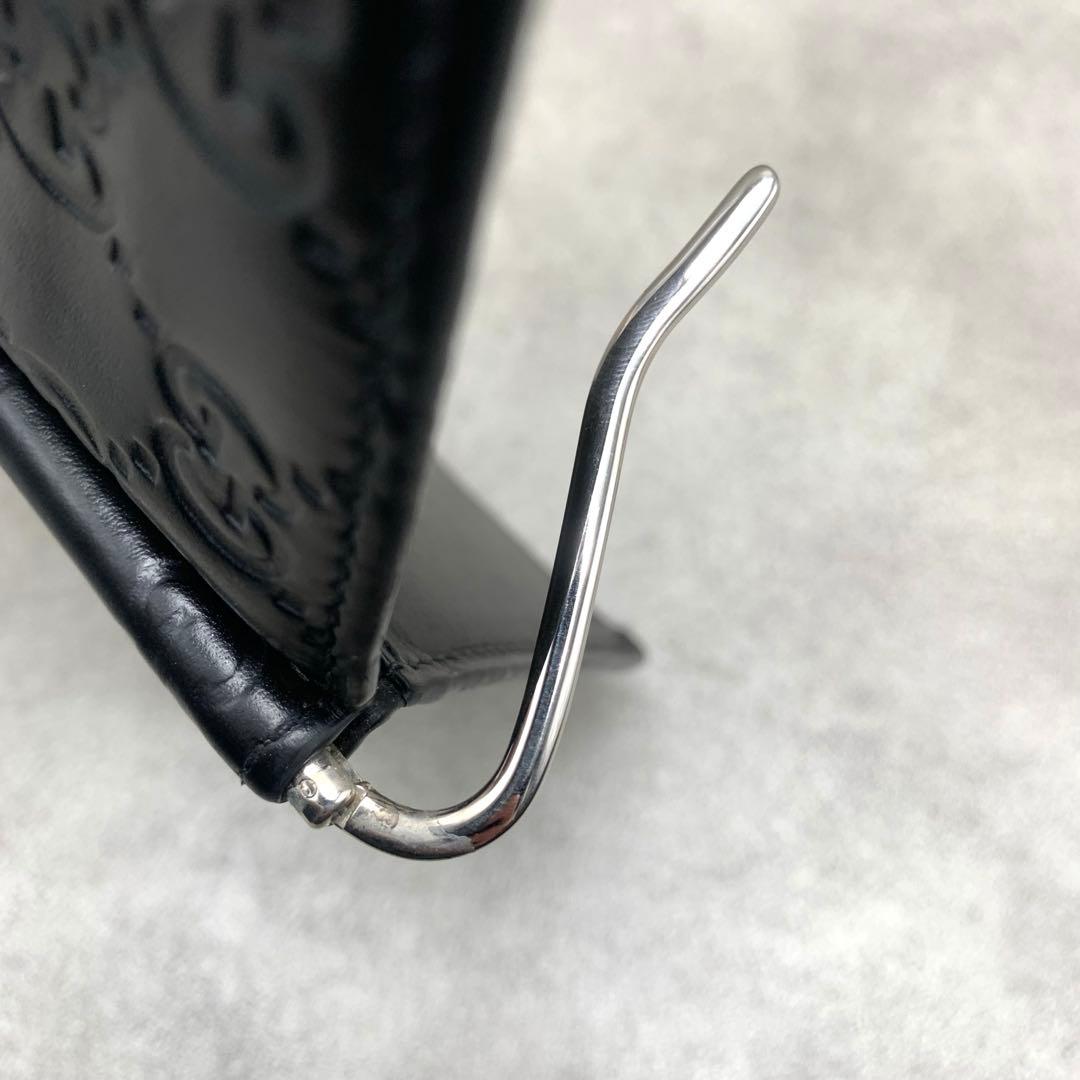 GUCCI シマ マネークリップ 札入れ 二つ折り GG柄 ブラック