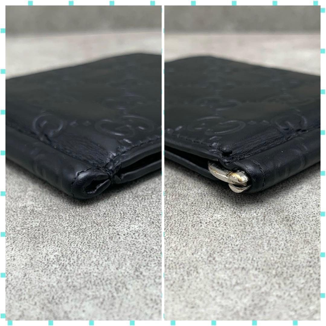 GUCCI シマ マネークリップ 札入れ 二つ折り GG柄 ブラック