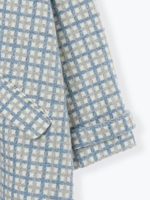 最終値下げ ツハルバイサマンサモスモス 尾州ウール ジャカード柄コート ブルー