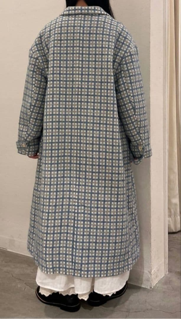 最終値下げ ツハルバイサマンサモスモス 尾州ウール ジャカード柄コート ブルー