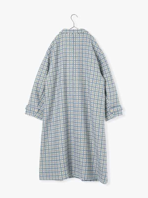 最終値下げ ツハルバイサマンサモスモス 尾州ウール ジャカード柄コート ブルー