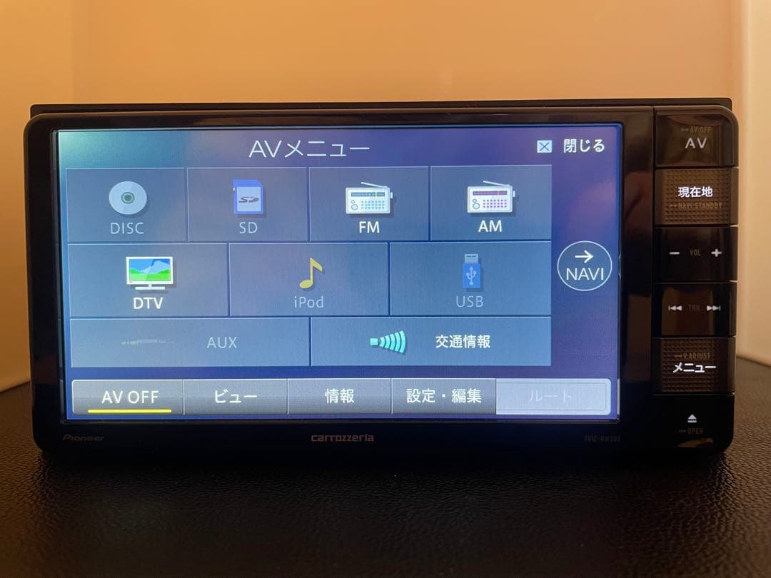 最新地図楽ナビAVIC-RW303中古200mm7Ｖ型ワンセグTV最新オービス