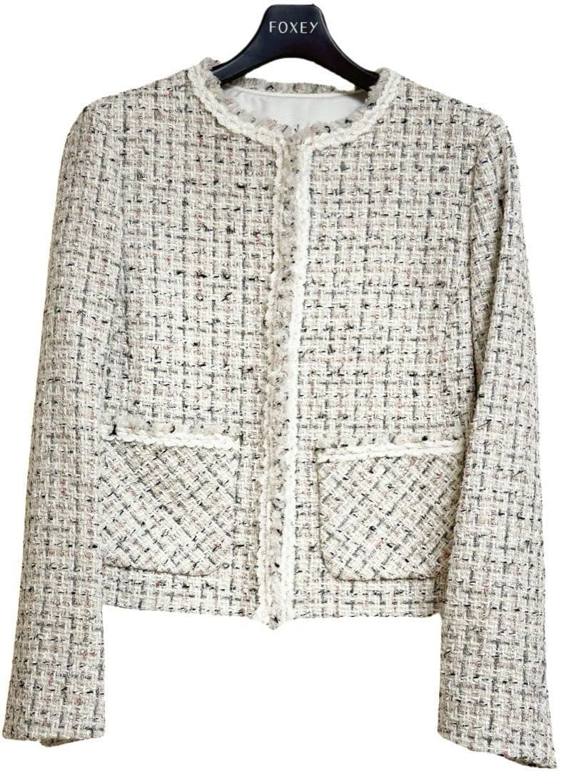 ANAYI アナイ ツイード ノーカラージャケット38