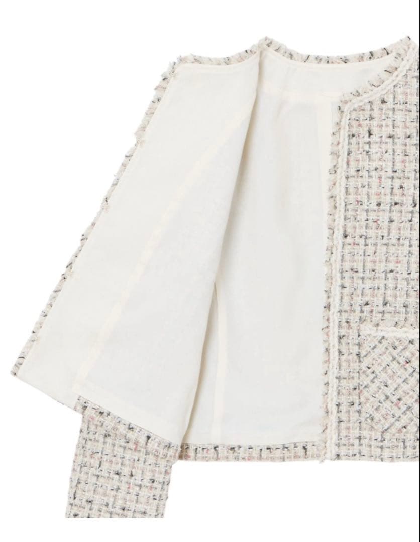 ANAYI アナイ ツイード ノーカラージャケット38