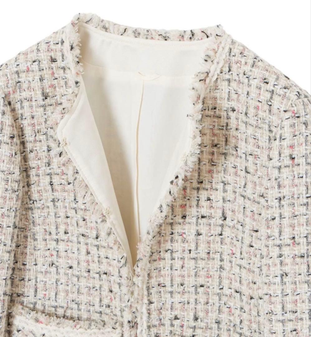 ANAYI アナイ ツイード ノーカラージャケット38