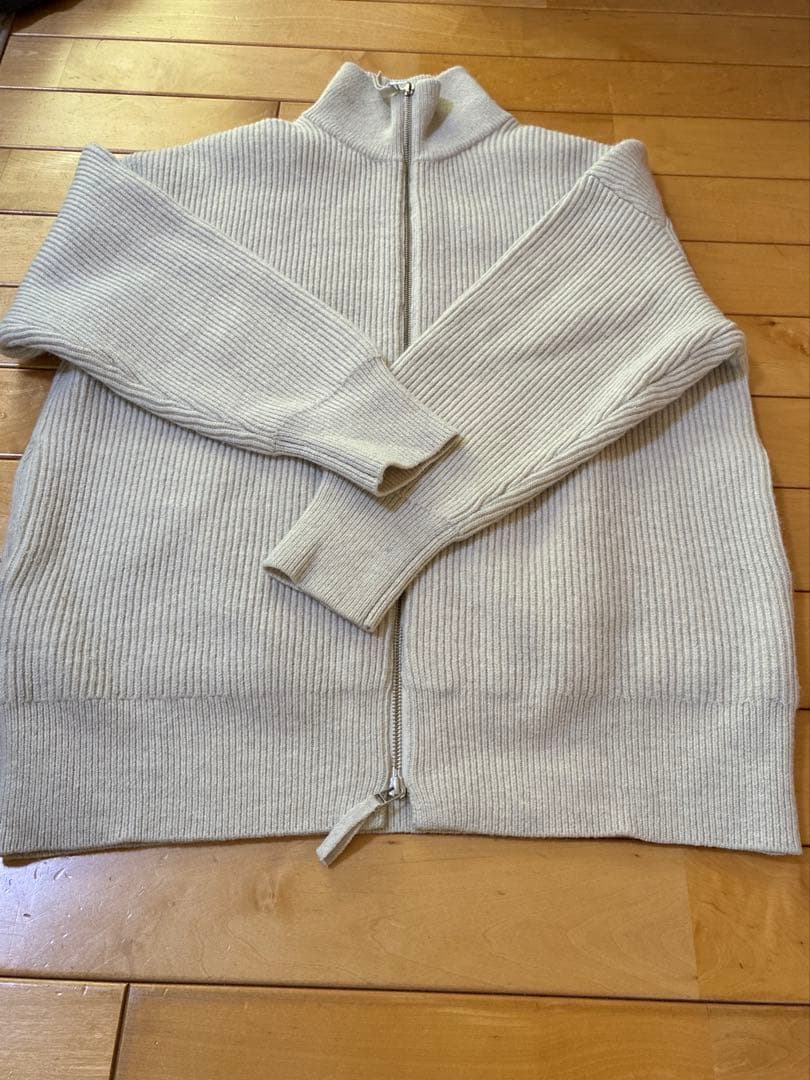 APSTUDIO ジップ　ニット　ブルゾン　ナチュラル