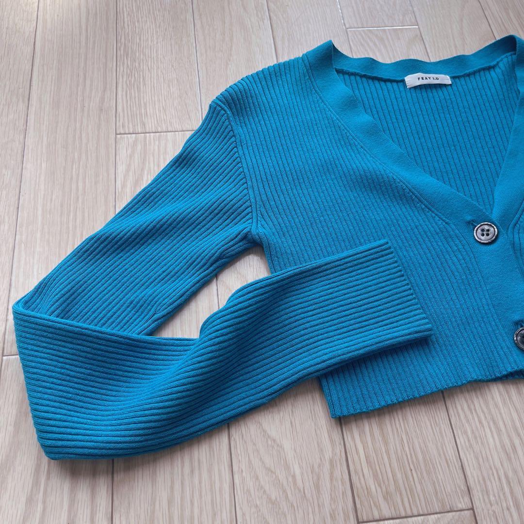 【セットアップ】ニットコンビタックティアードワンピース カーディガン ブルー