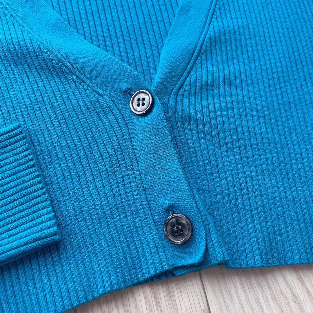 【セットアップ】ニットコンビタックティアードワンピース カーディガン ブルー