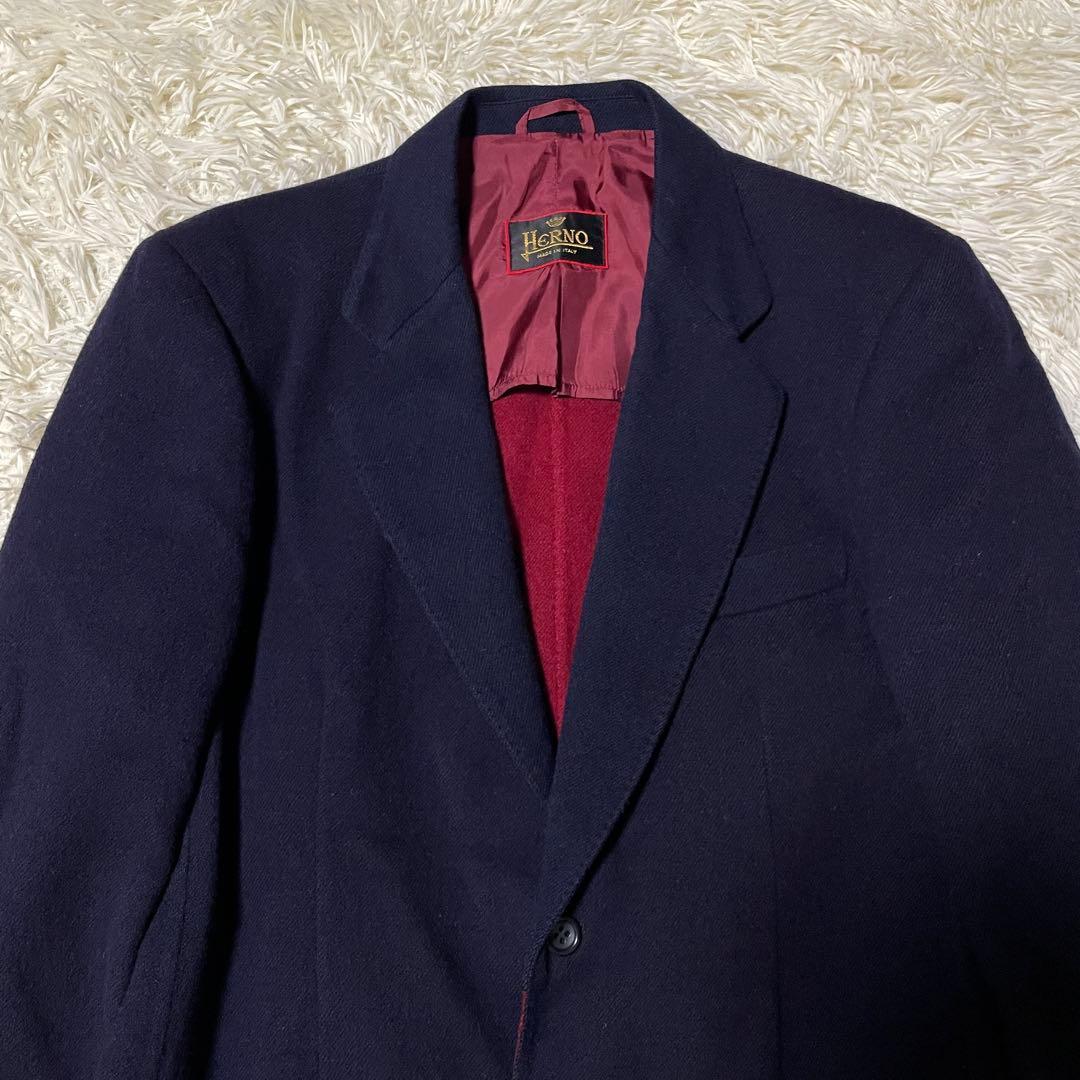 【美品】HERNO ヘルノ テーラードジャケット イタリア製 ネイビー 48