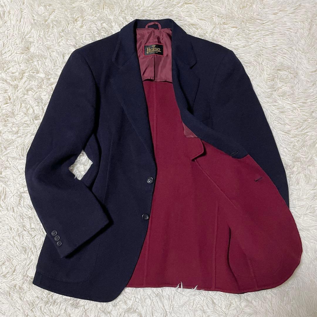 【美品】HERNO ヘルノ テーラードジャケット イタリア製 ネイビー 48