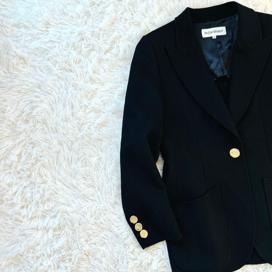 イブサンローラン　ウールカシミヤダブルフェイスジャケット　YSL刻印ボタン