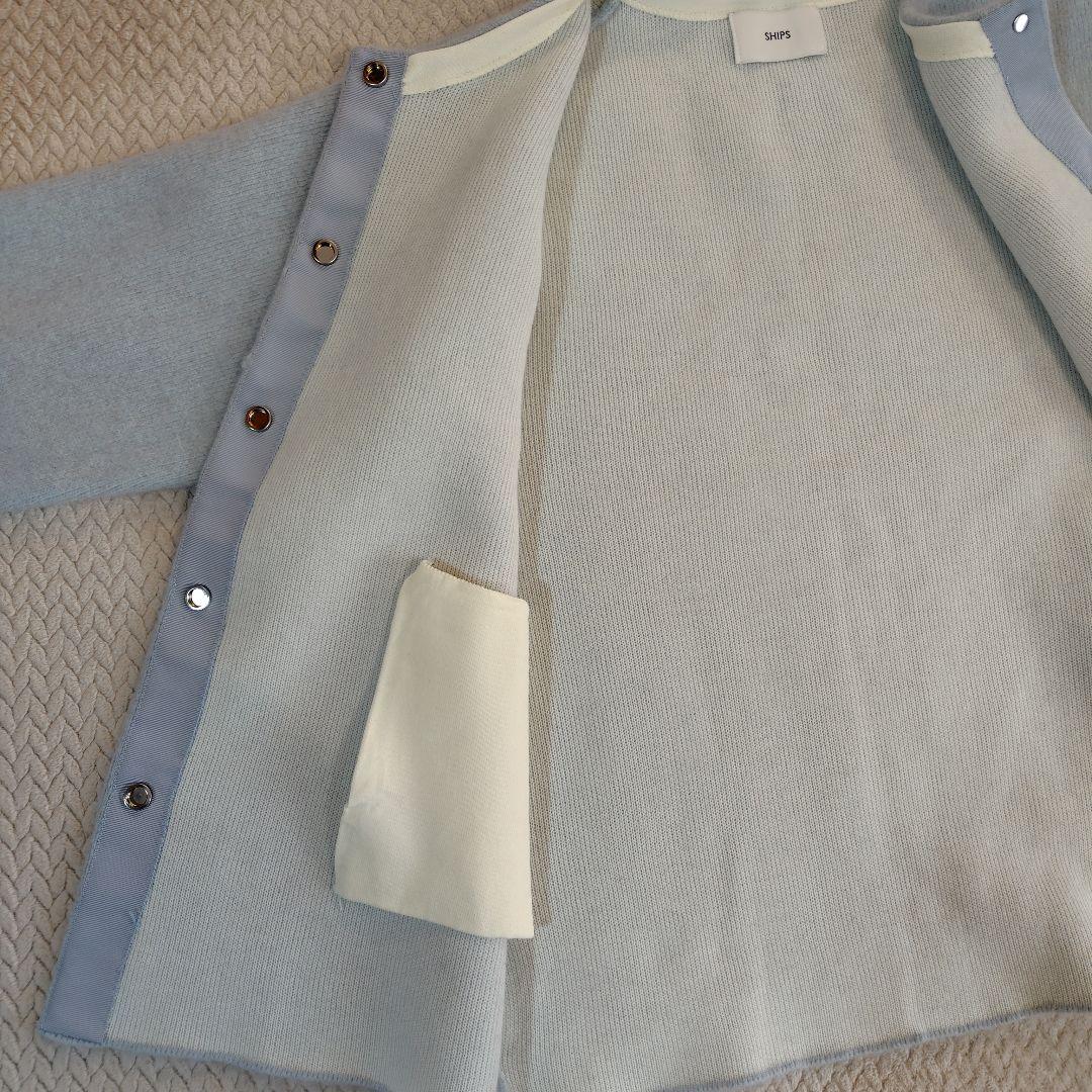 新品☆SHIPS☆ フォックス ブレンド ノーカラー ニット コート