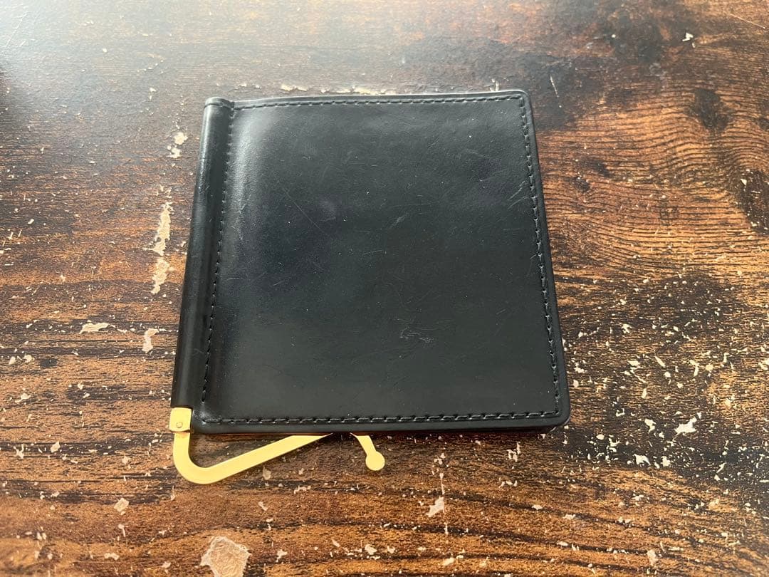 【美品】ガンゾ シェルコードバン2 マネークリップ ブラック