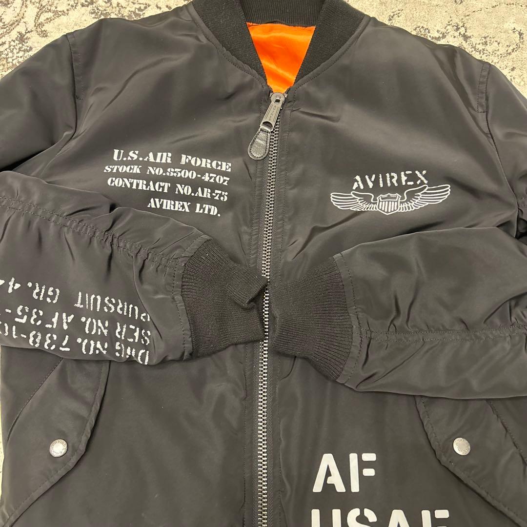 AVIREX ブラック MA-1 フライトジャケットL リバーシブル 縦ステッチ