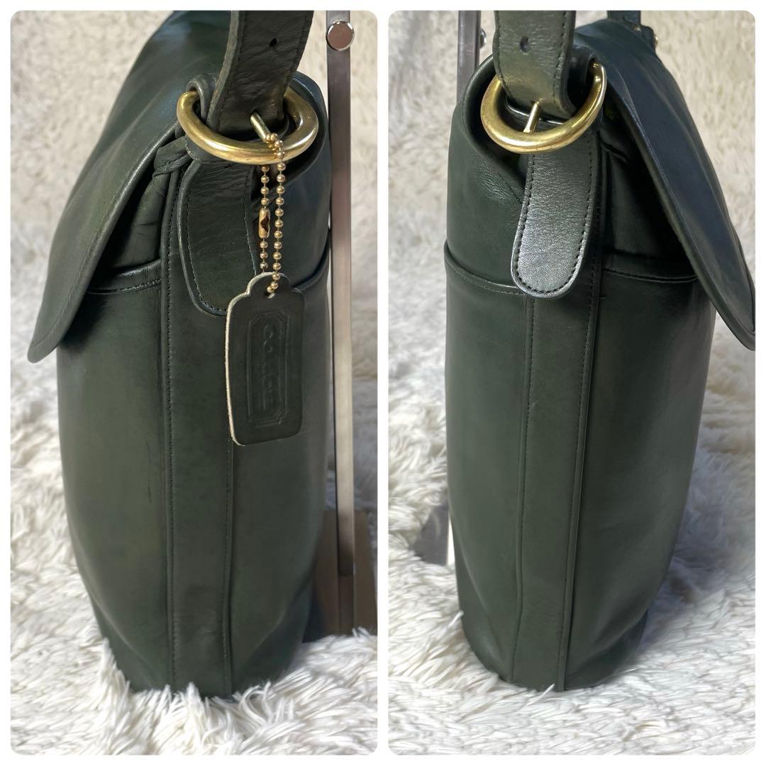 希少 80s✨ USA製 オールド コーチ ショルダーバッグ グリーン フラップ