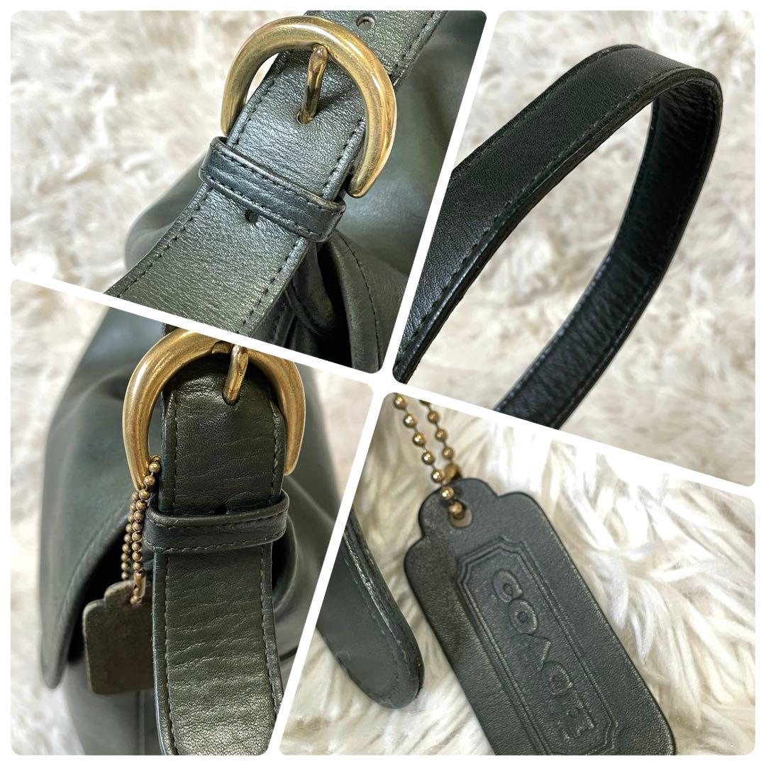 希少 80s✨ USA製 オールド コーチ ショルダーバッグ グリーン フラップ