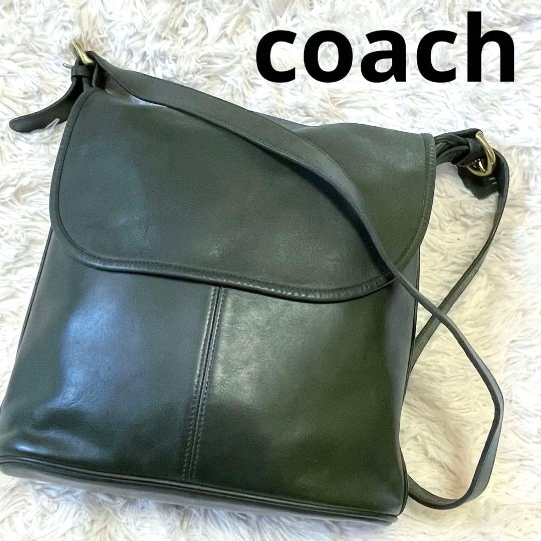 希少 80s✨ USA製 オールド コーチ ショルダーバッグ グリーン フラップ