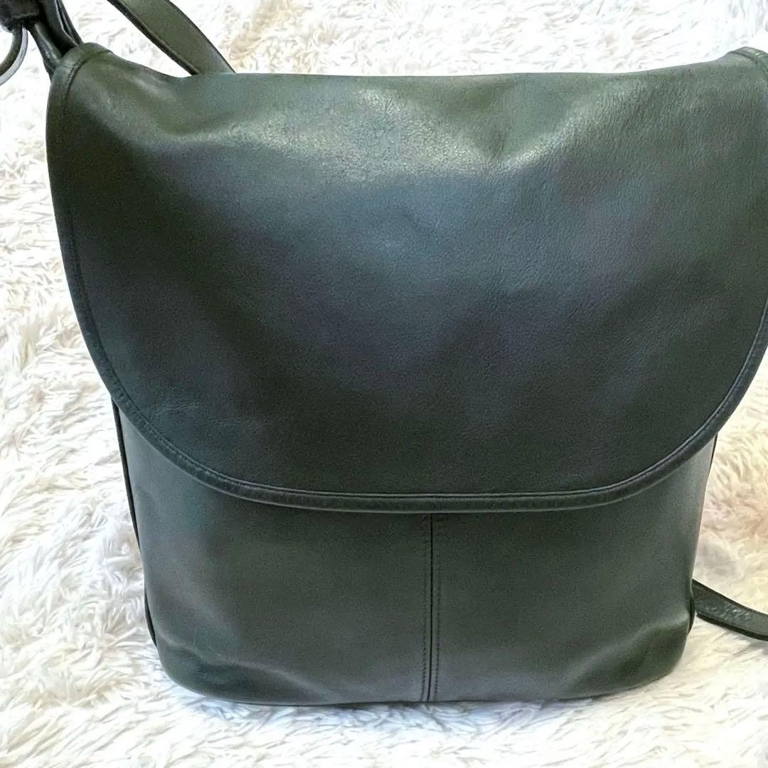 希少 80s✨ USA製 オールド コーチ ショルダーバッグ グリーン フラップ