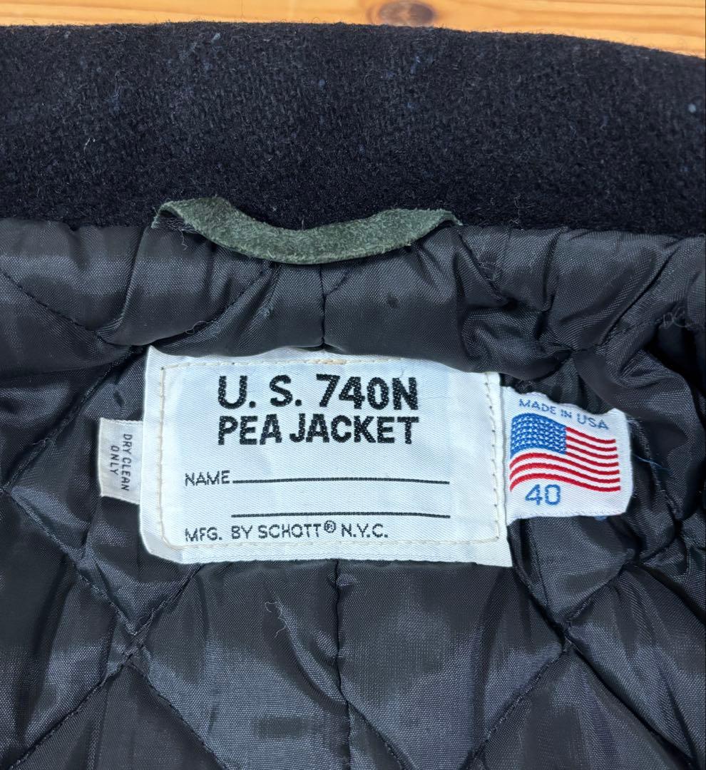 schott ショット ピーコート キルティング 740N 黒USA 40