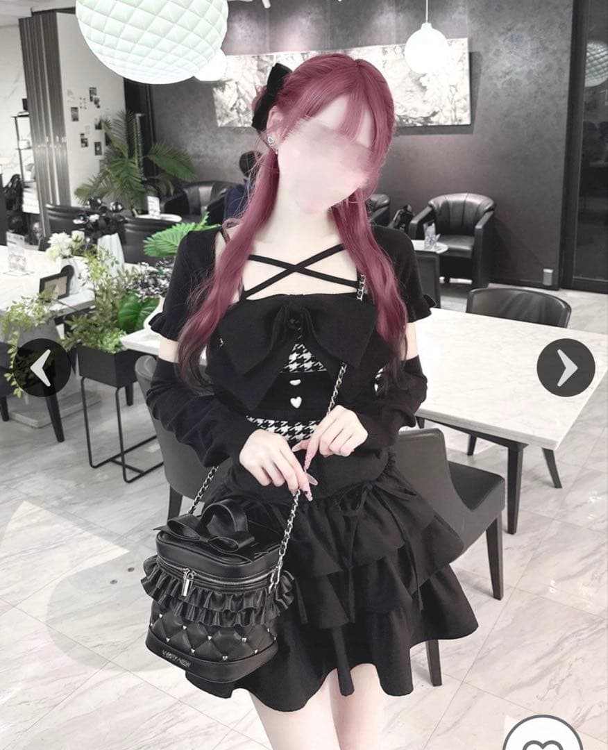 HONEYMEW ティアードフリルスカート ブラック