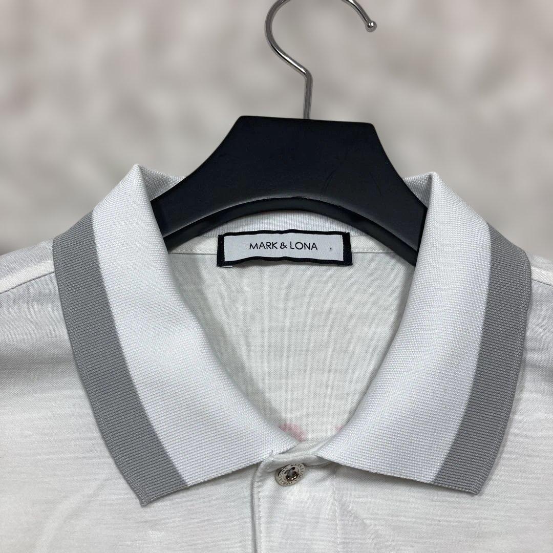 極美品 マークアンドロナ ゴルフウェア 半袖ポロシャツ 白 ドクロ Lサイズ相当
