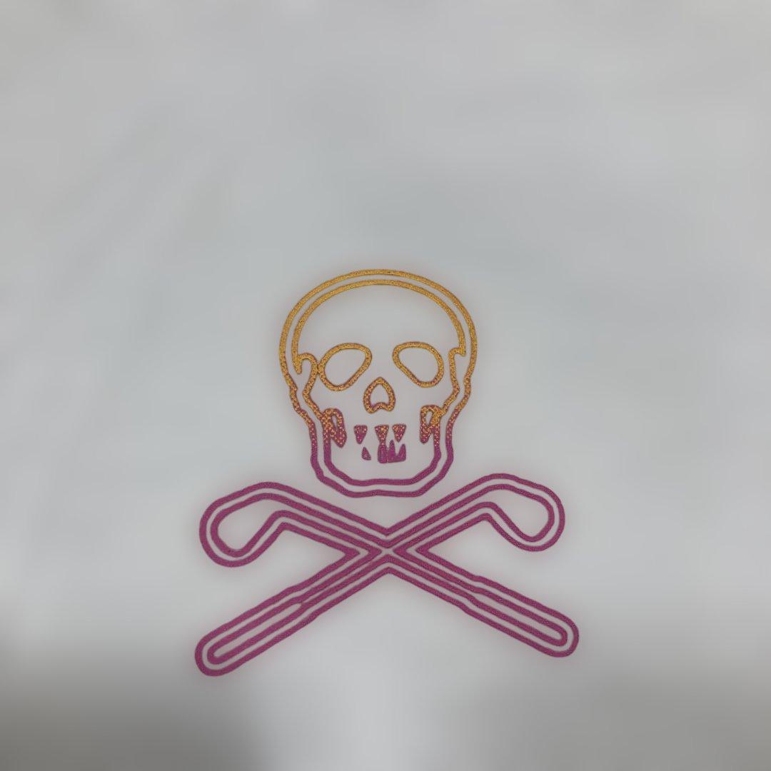 極美品 マークアンドロナ ゴルフウェア 半袖ポロシャツ 白 ドクロ Lサイズ相当