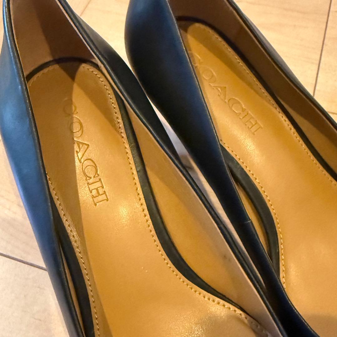 COACH コーチ ブラック レザーパンプス ヒール