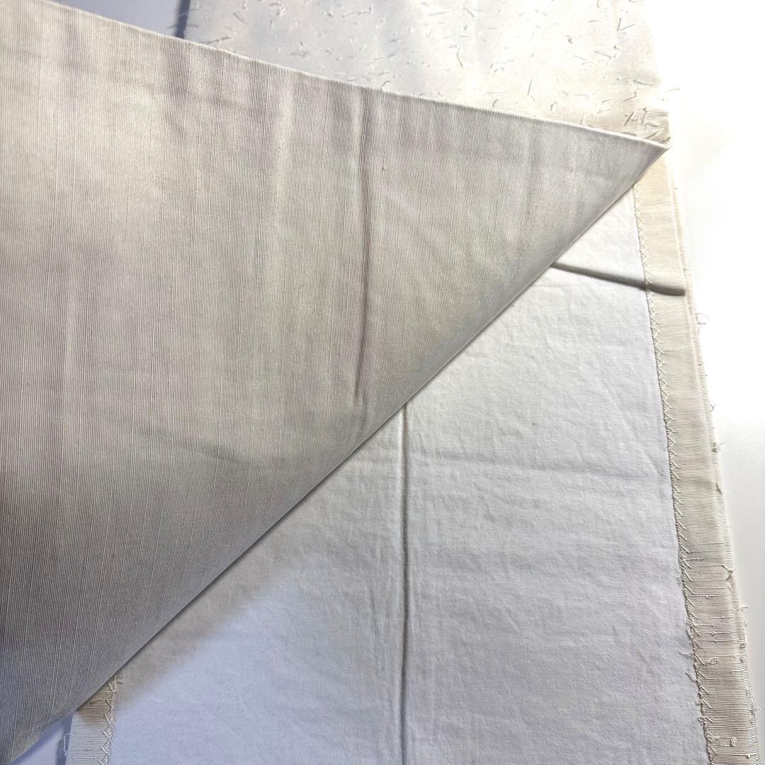 6k104 名古屋帯　絹　髭紬　白　黒　花柄　和装　着物