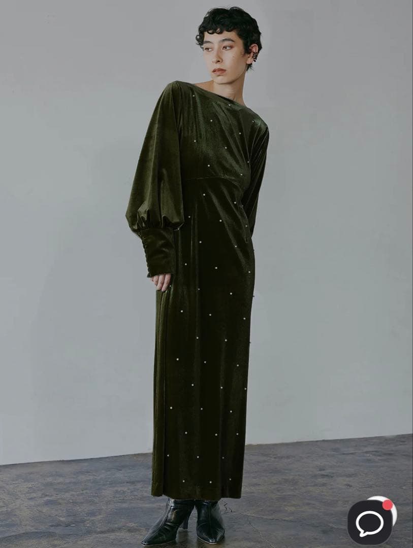 【美品/即日発送可】ameri vintage ベロア　パール付き　ドレス