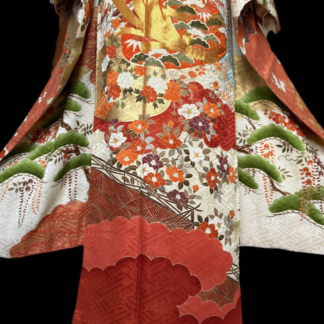 極上　振袖フルセット　手描き金彩友禅　西陣織袋帯　正絹長襦袢　トールサイズ
