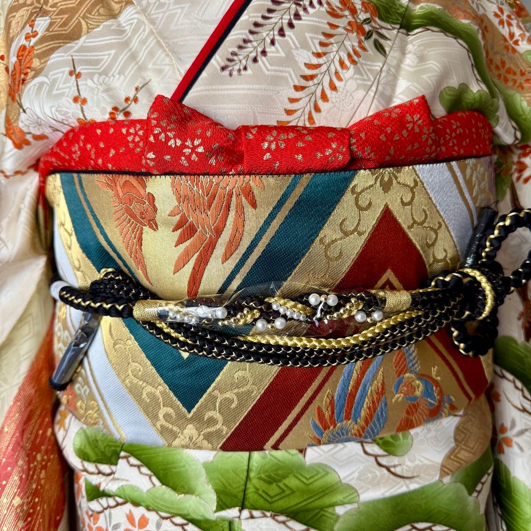 極上　振袖フルセット　手描き金彩友禅　西陣織袋帯　正絹長襦袢　トールサイズ