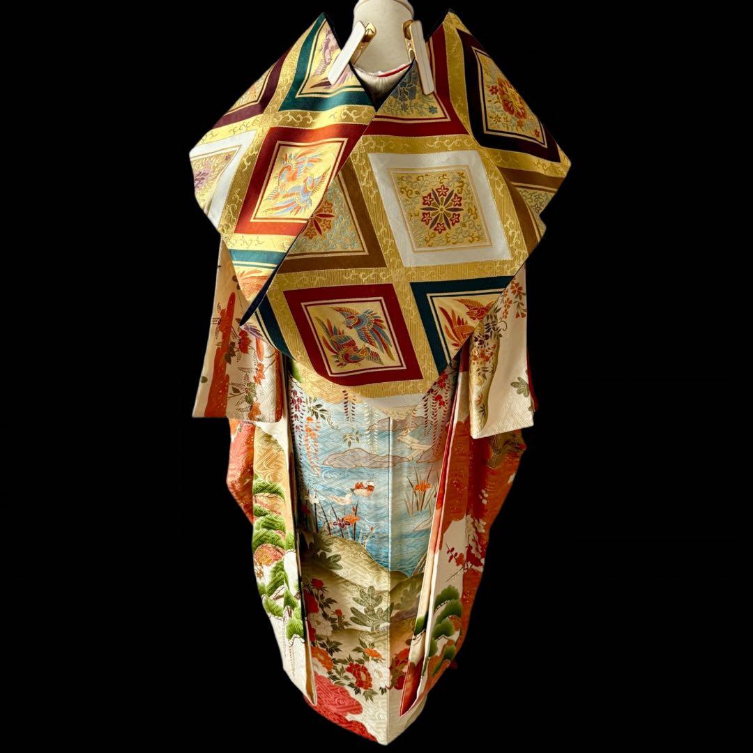 極上　振袖フルセット　手描き金彩友禅　西陣織袋帯　正絹長襦袢　トールサイズ