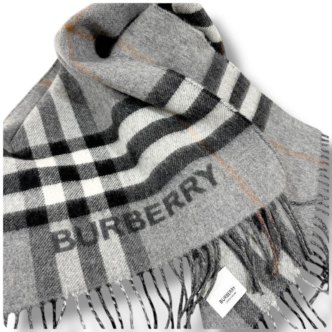 極美品✨現行ロゴ BURBERRY バーバリーチェック カシミア100%マフラー