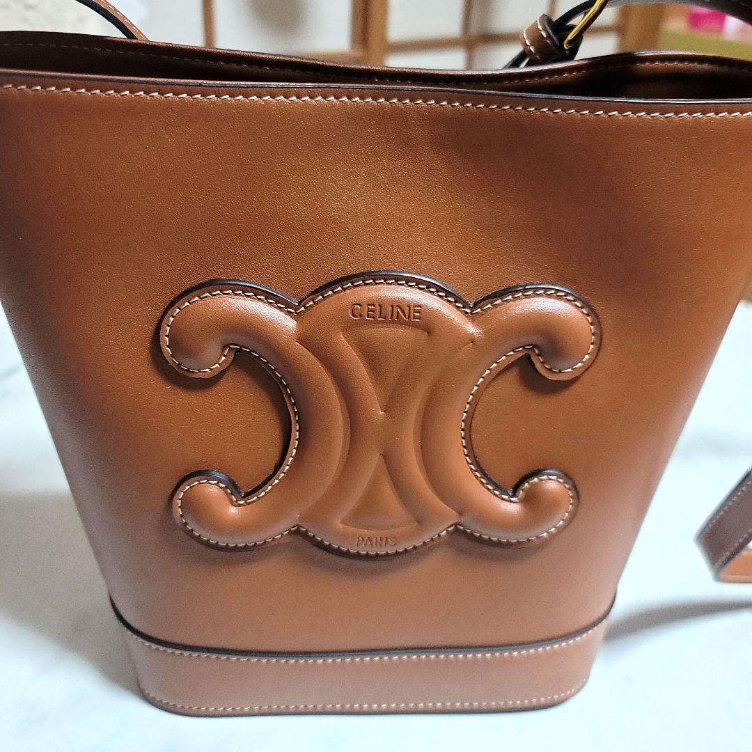 CELINE・ブラウンレザー・バケツ型・ショルダーバッグ