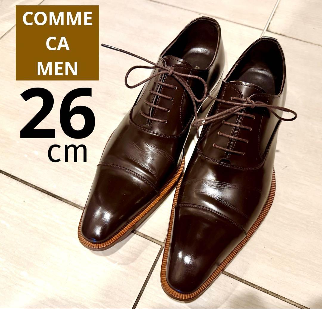 コムサメン ドレスシューズ レザー ダークブラウン26cm ビジネス メンズ革靴